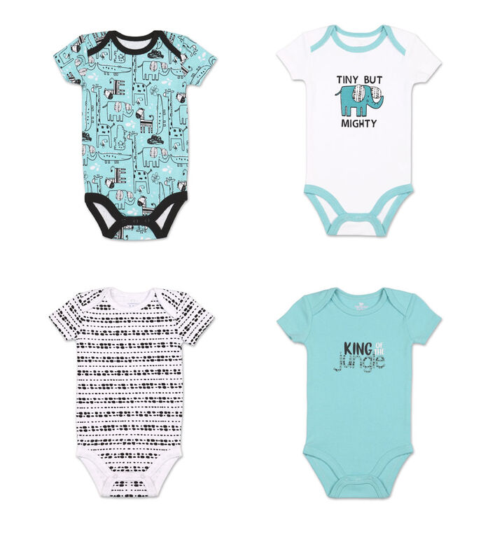 Koala Baby 4pk Short Sleeved Bodysuit B King Of Jungle Newborn