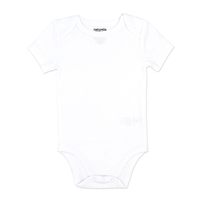 Naturelle 4 Pack Short Sleeve Bodysuit: White Newborn
