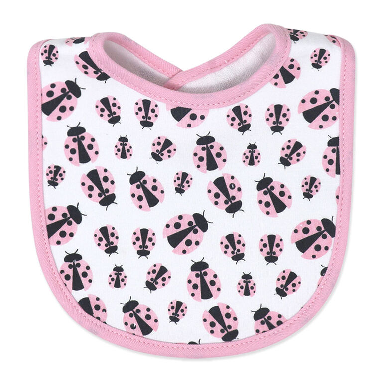 Baby Mode  5 Piece Bib and Sock set : Pink Ladybug