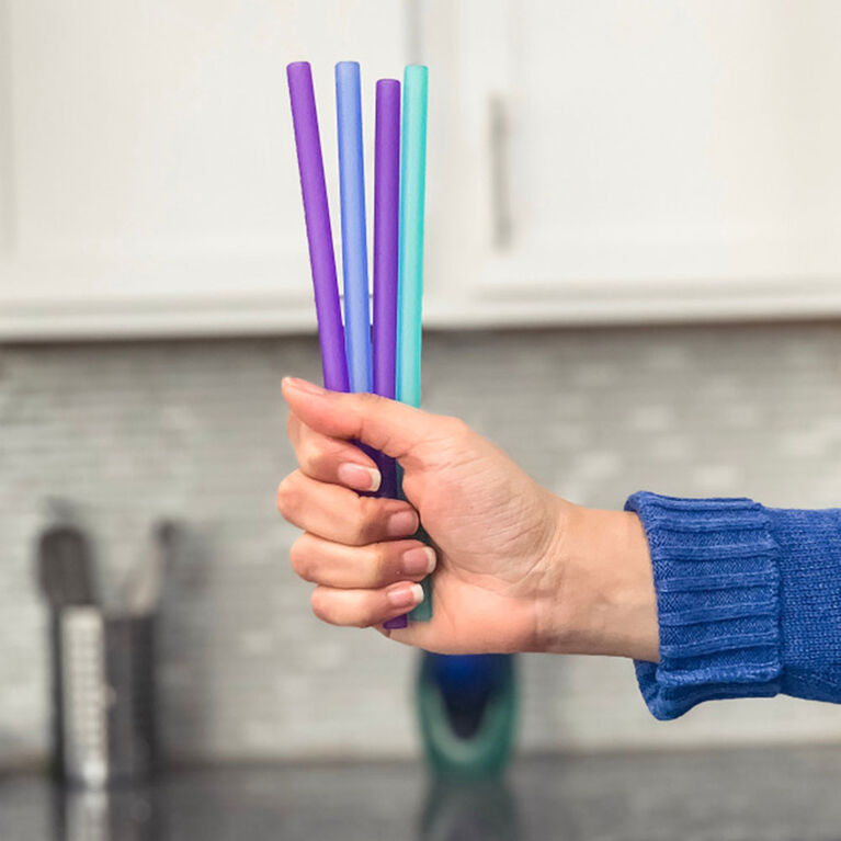 Silikids Reusable Silicone Straws, Multicolored - 6 pack