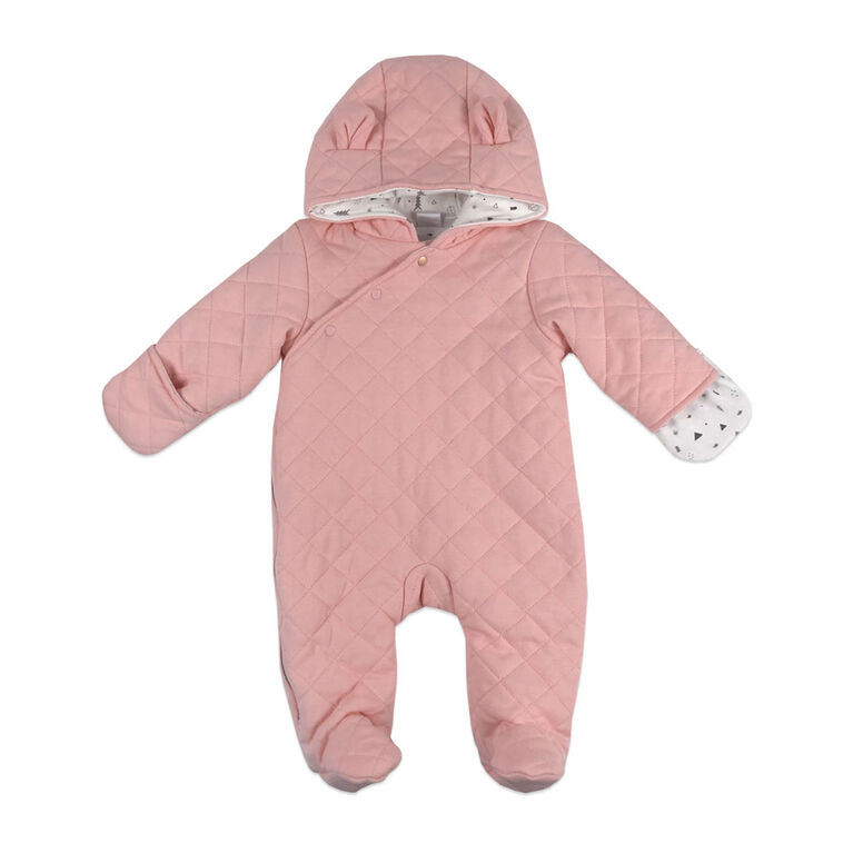 Rococo Quilted Pramsuit - Pink, 3-6 Months