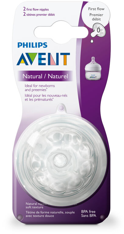 Tétine naturelle Philips Avent, à premier débit, emb. de 2.