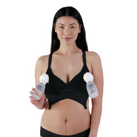 Medela Hands Free Pumping Bustier | Easy Expressing Pumping Bra with  Adaptive Stretch for Perfect Fit | Black Small