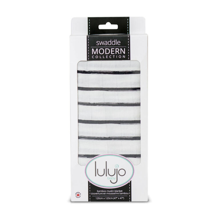 Lulujo Bamboo Muslin Swaddle Blanket - Messy Stripe