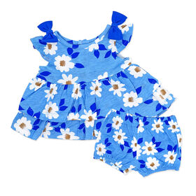Sterling Baby Dress Bloomer Short Set: Blue Floral