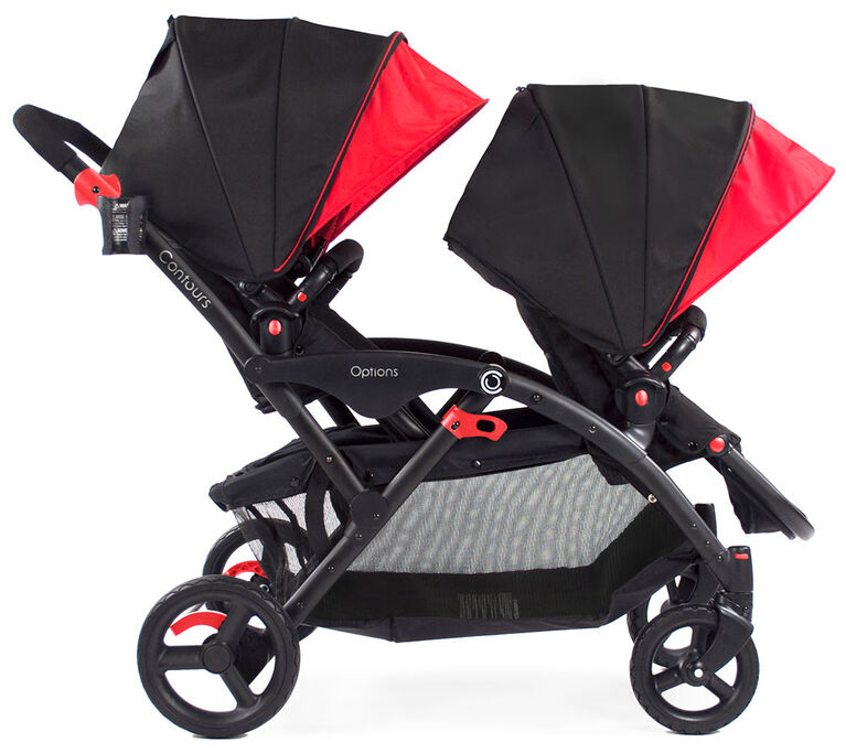 Poussette tandem Contours Options - noir/rouge - Notre exclusivité