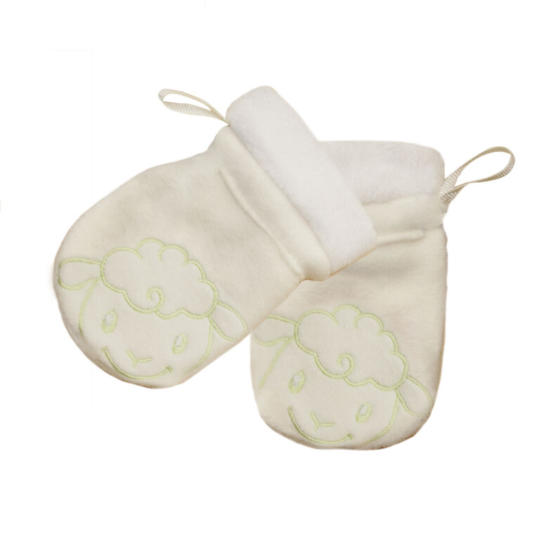 Petit Coulou ensemble cadeaux 4 pcs: chaussons, mitaines, bonnet, couverture avec broderie de mouton.