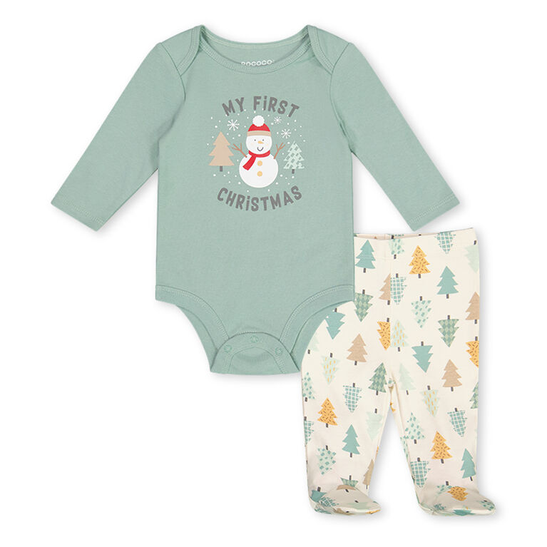 Rococo Holiday Pant Set Green 3/6M
