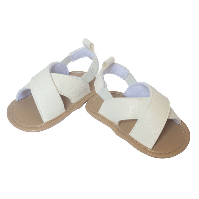 So Dorable White faux leather Sandals size 0-6 months