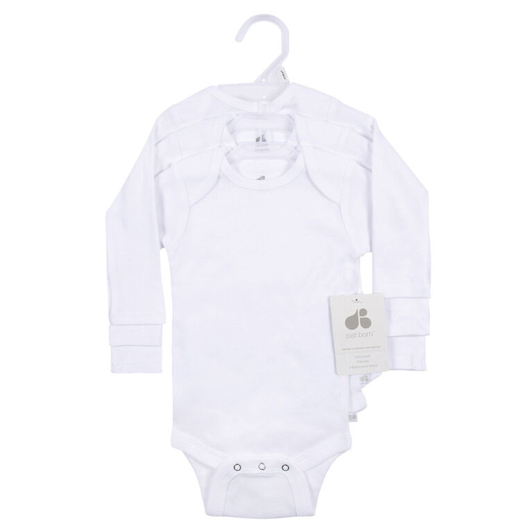 Just Born - 3-Pack Baby Neutral Long Sleeve Onesie - 6-9 months