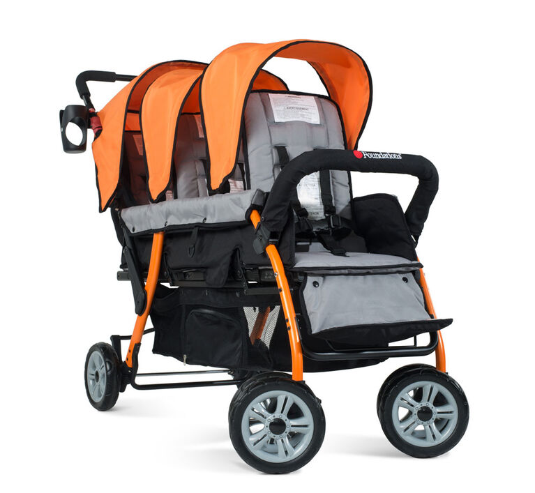 Foundations Splash of Colour Trio Sport 3 Passenger Stroller - Orange