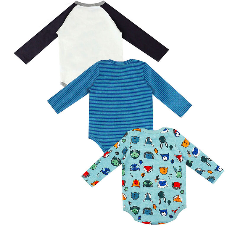 earth by art & eden - Dakota LS Bodysuit Set - 3 Pack - Dream Blue Multi, 3 Months