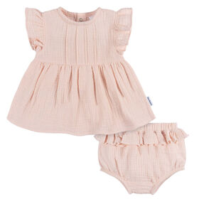 Gerber Childrenswear - 2-Piece Top + Diaper Set - Blush - 3-6M