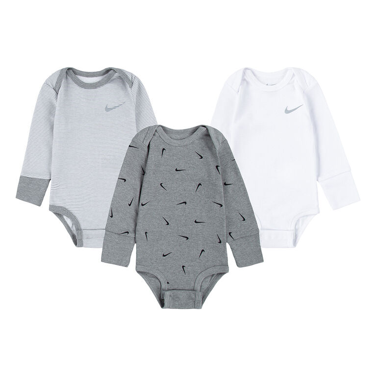 Nike 3 Pack Bodysuit Set Grey