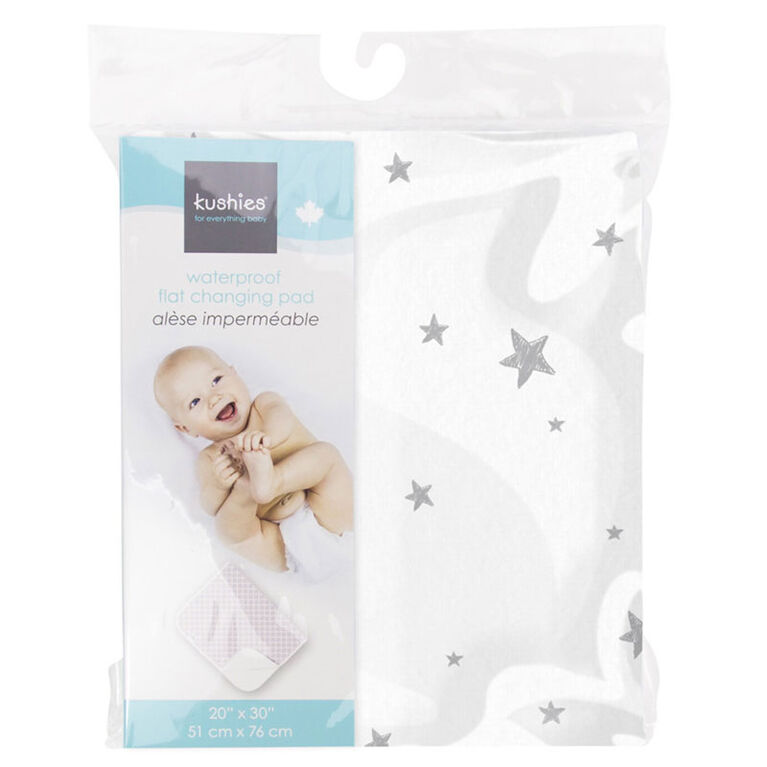 Kushies Portable Changing Pad Liner Flannel Grey Scribble Stars