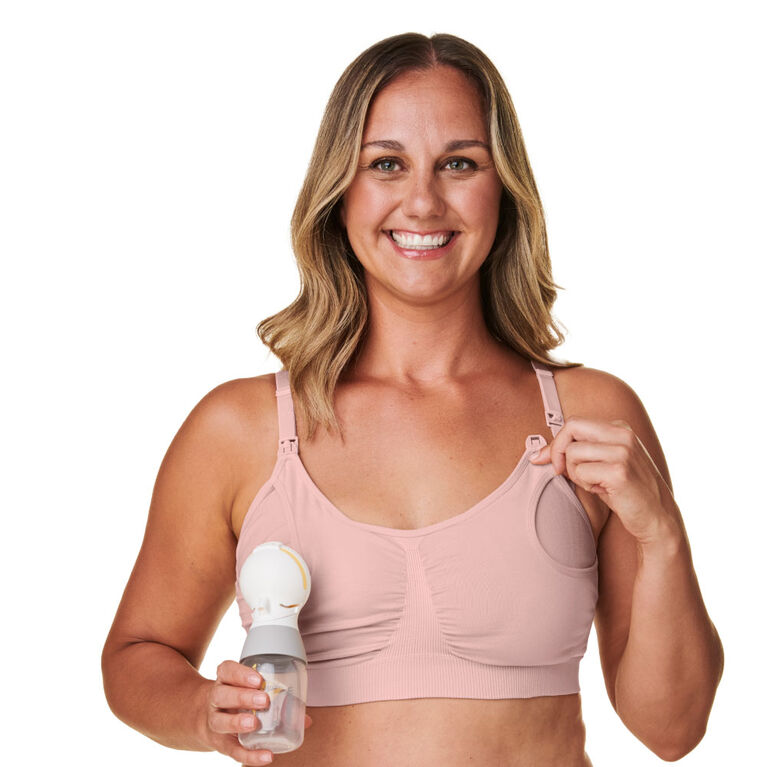 Basics by Bravado 2-in-1 Pumping and Nursing Bra, Soft Rose, Small