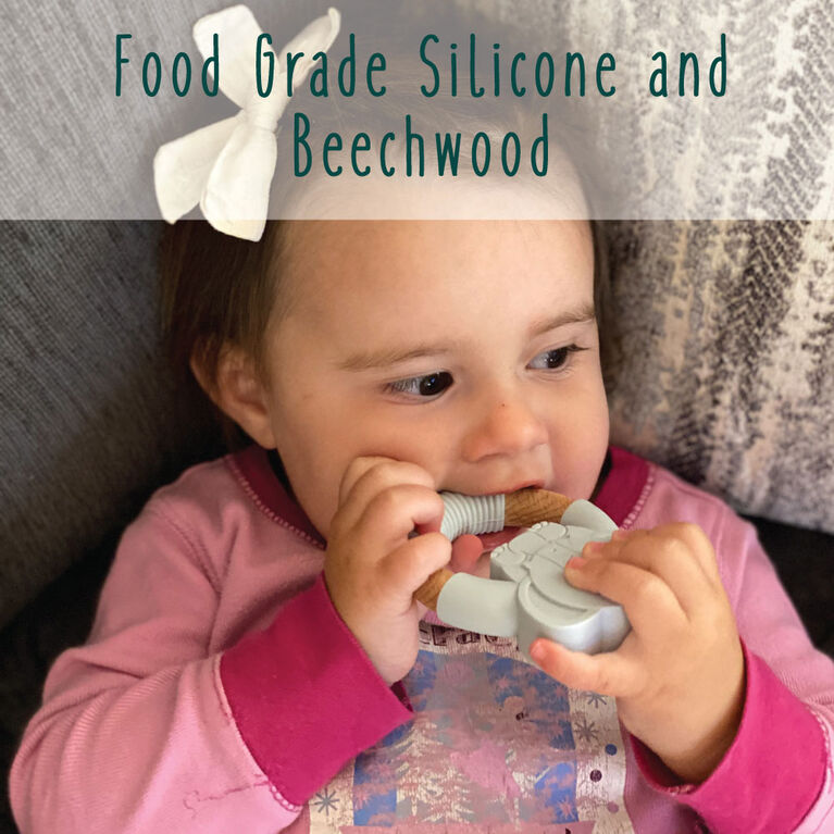 babyworks Silicone & Beechwood Teething Ring - "Elly" Elephant