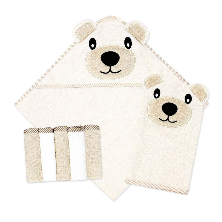 Baby Mode Signature 7 Piece Bath Set: Tan Bear