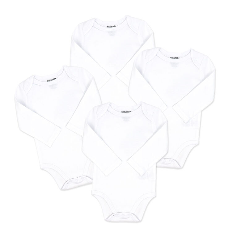 Naturelle Lot de 4 bodys à manches longues : blanc 3M