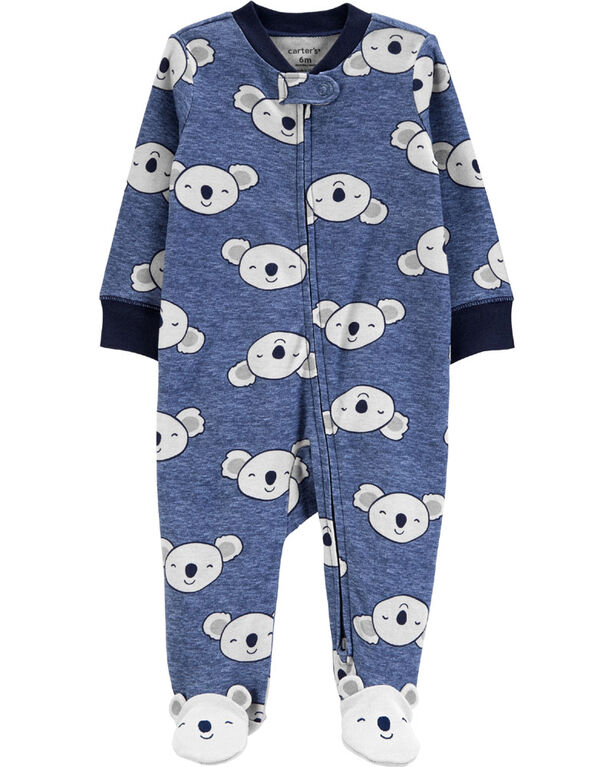Grenouill&egrave;re pour dormir et jouer en coton avec glissi&egrave;re 2 sens et koala Carter's &ndash; bleu, 6 mois