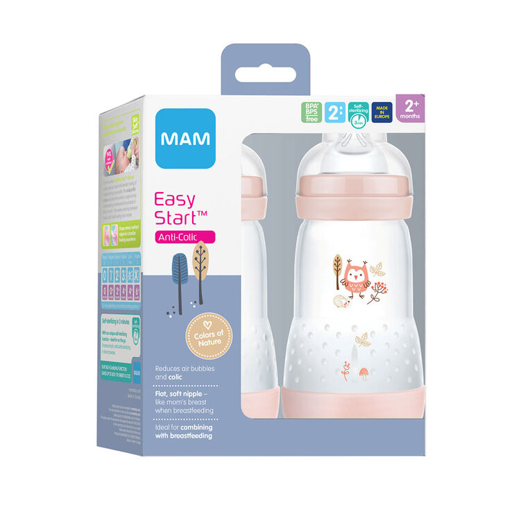 MAM Easy Start Matte Anti-Colic Bottle, 5 oz, Boy, 2 pack