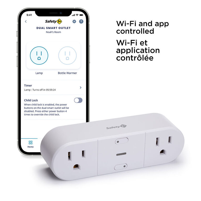 Safety 1st Dual Smart Outlet Plug - Connected Home Collection (Alexa and Google Home Compatible)