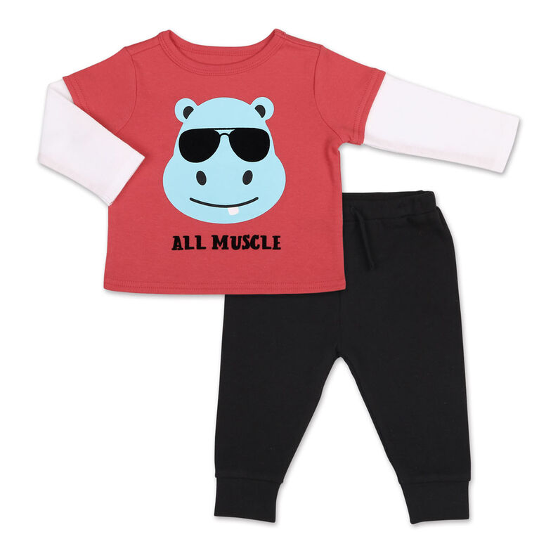 Ensemble 2 pièces Koala Baby « Baby Hippo » - tee-shirt à manches longues et pantalon de sport, Nouveau-né