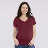 Motherhood - Short Sleeve Side Ruched Vneck Tee - Tawny Port - L