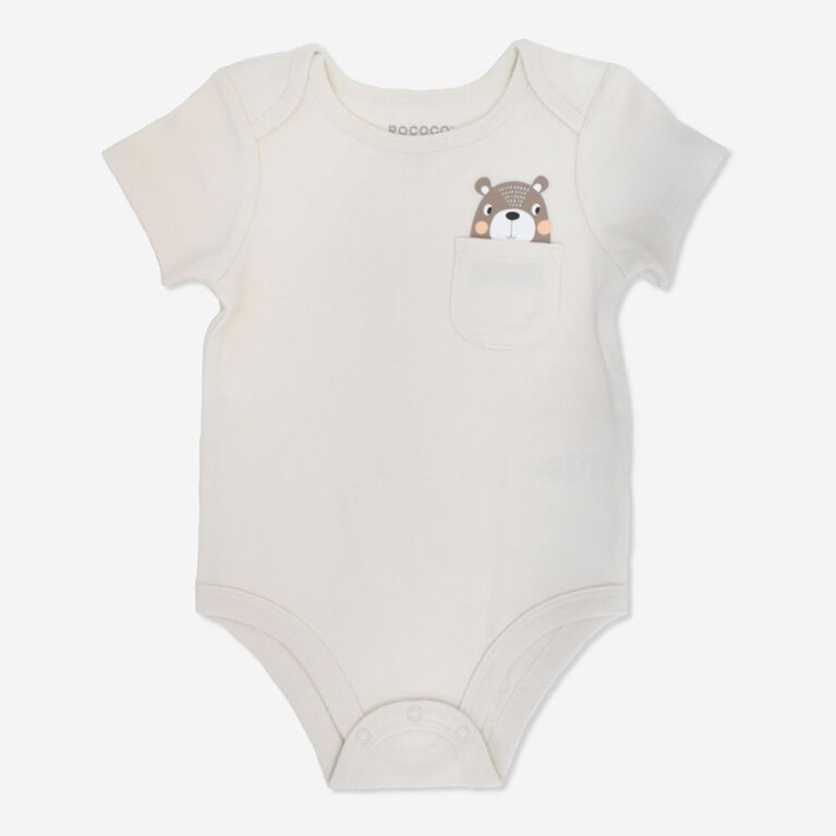Rococo Bodysuit White with Pocket & Bear Face