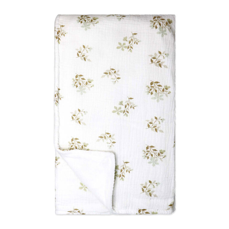 Baby Mode Signature Muslin Plush Blanket: Tan Folliage