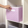 Pink Herringbone Canvas Storage Bin