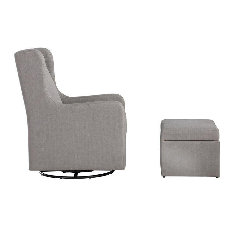 Lennox Glider Swivel With Storage Ottoman Luca Grey Babies R Us Canada