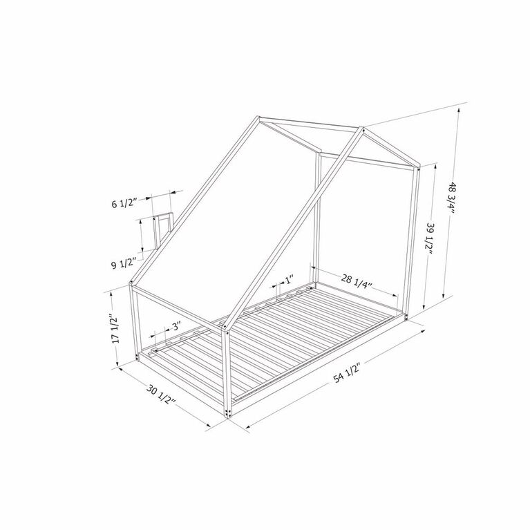 Sweedi Toddler House Bed Chimney White