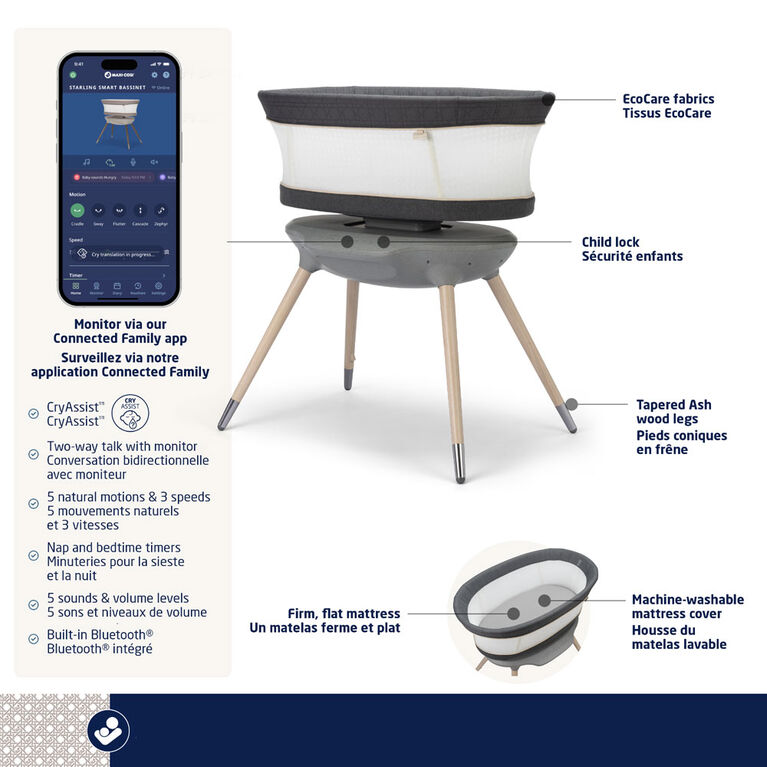 Maxi-Cosi Starling Smart Bassinet - Onyx