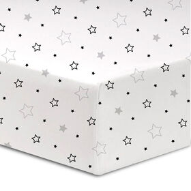 Koala Baby - Flannel 1 Pack Grey/Black Stars Crib Sheet