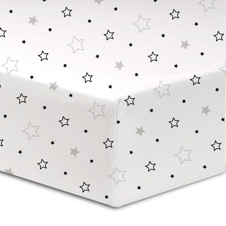 Koala Baby - Flannel 1 Pack Grey/Black Stars Crib Sheet