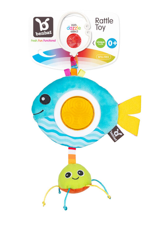Benbat - Dazzle Friends Rattle Toy - Fish / Blue / 0-24 Months Old