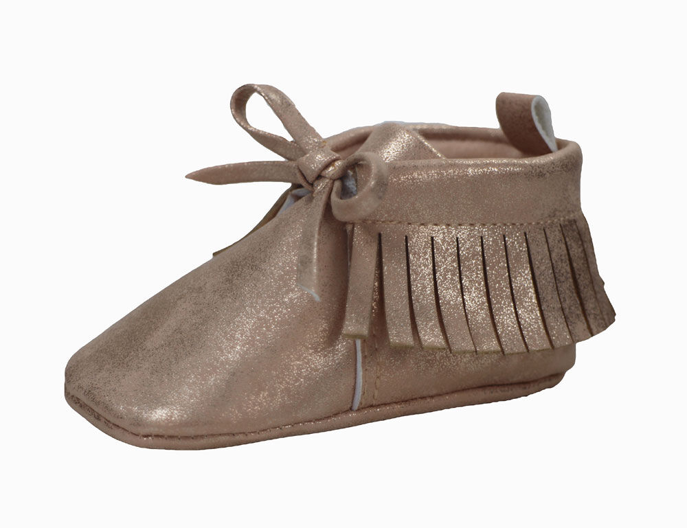 First Steps Rose Gold Microsuede Fringe Moccasins Size 1 0 3 months