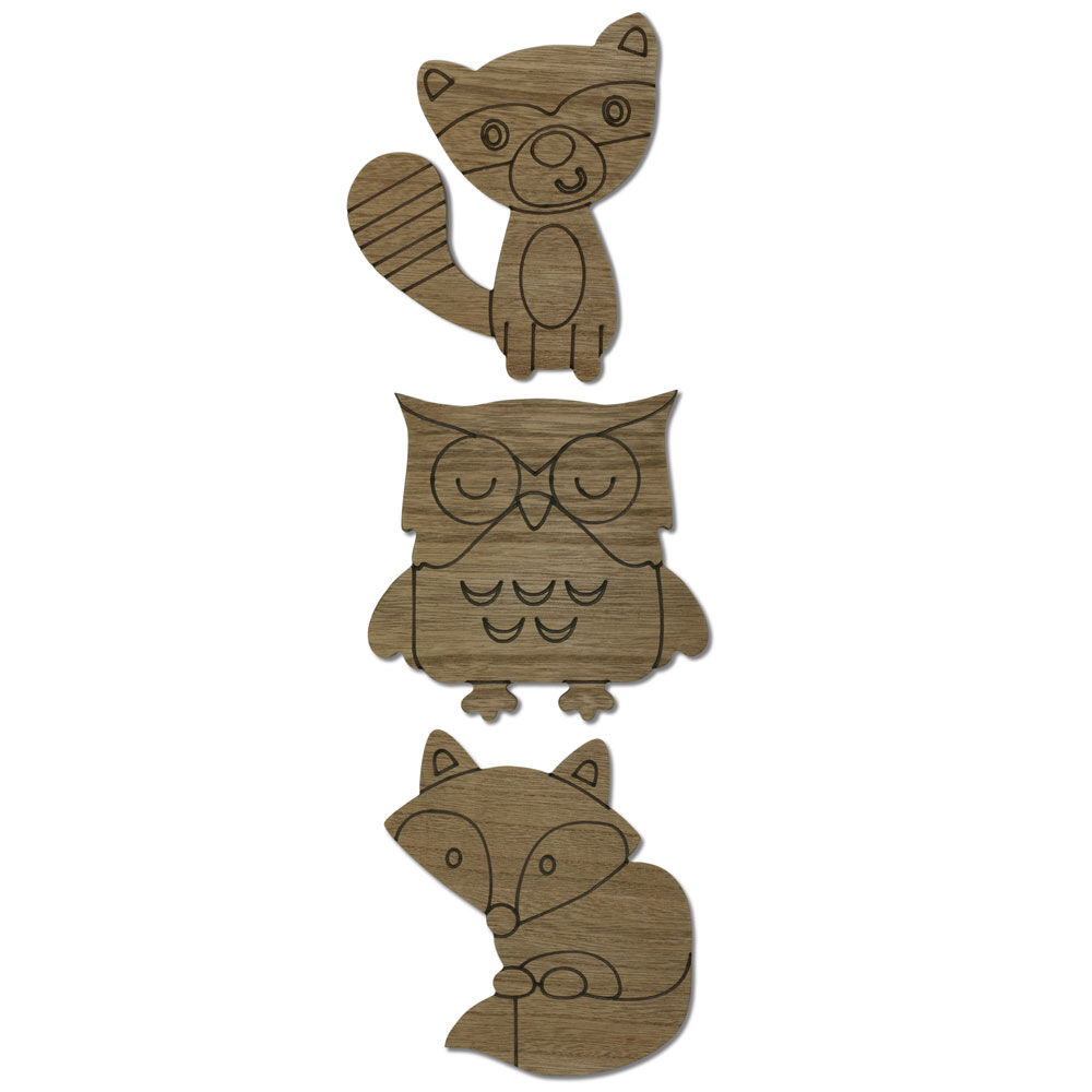 The Peanut Shell Set of 3 Woodland Animals Wall Art