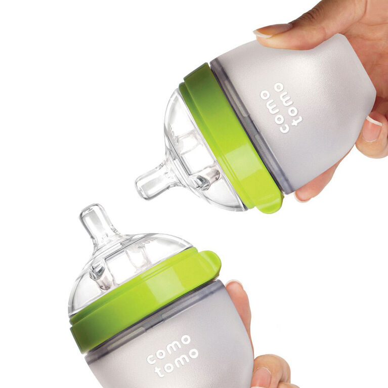 Comotomo Natural Flow Bottle (Double Pack) 150ML Green. Babies