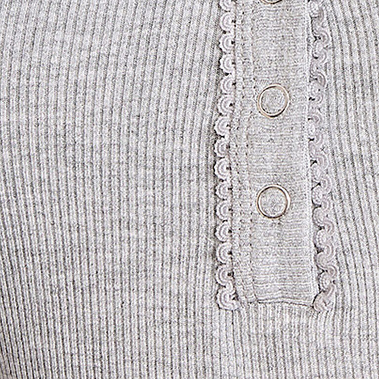 Motherhood - Long Sleeve Snap Henley Nursing Top - Grey Mix - L