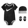 Nike Swoosh 3 Piece gift Set - Black, Size 6-12 months