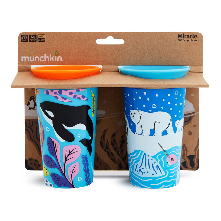 Miracle 360° WildLove Sippy Cup 2 pack - Orca/Polar Bear