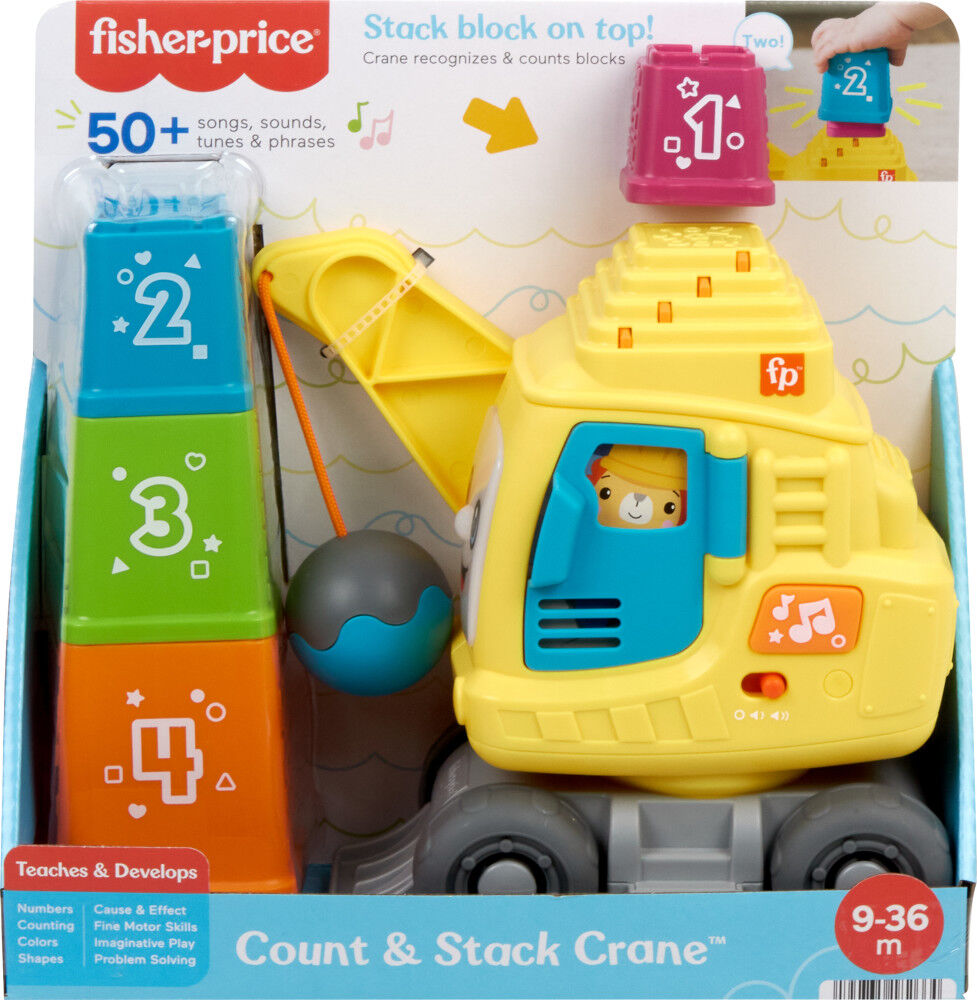 Fisher Price Count Stack Crane with Blocks Lights Sounds Multi Language Version Babies R Us Canada