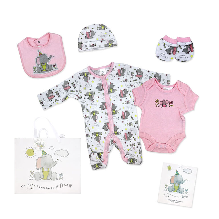 Flump 6 Piece Gift Set: Pink Elephant 0-3M