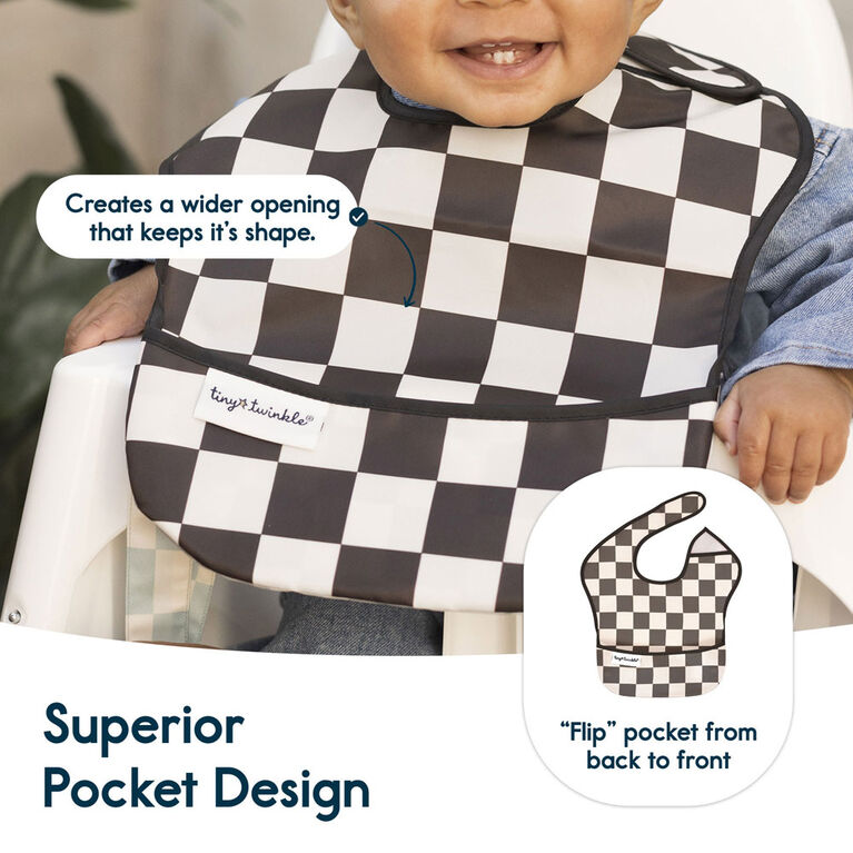 Tiny Twinkle - Mess Proof Easy Bib 3pk - Checkered Black, Blue, Green 6-24M