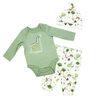 Sterling Baby 3 Piece Footed Set: Green Dinosaur NB