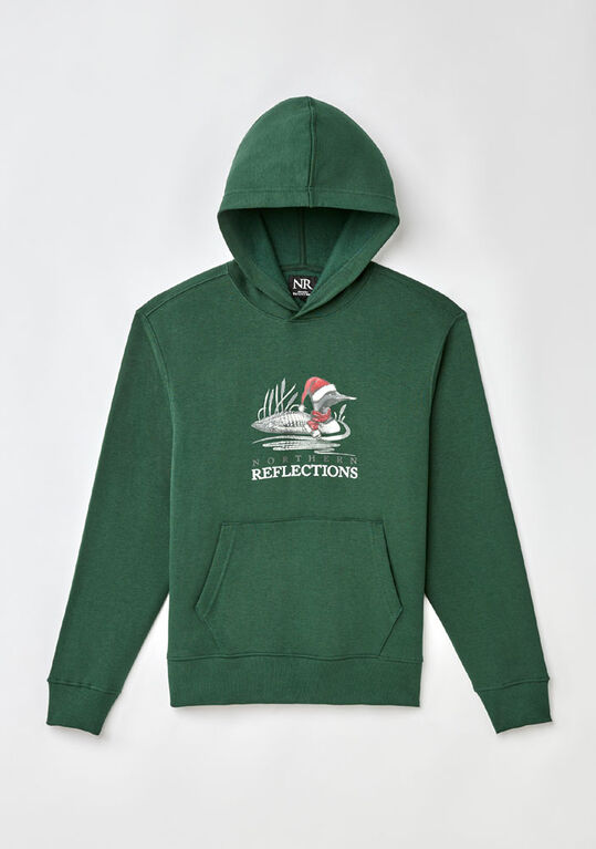 Northern Reflections Adult Festive Loon Hoodie Green L