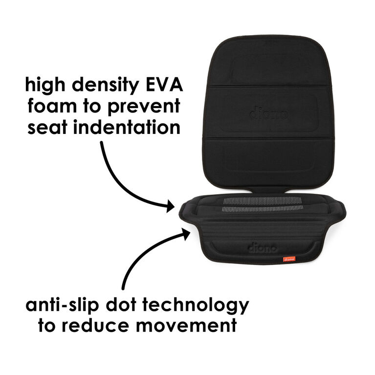 Diono Seat Guard Complete, Full Size Car Seat Protector For Under Child Car Seat, Crash Tested, Raised Edges, Thick Padding & Non Slip Backing For Durable Protection, Black