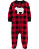 Carter's Buffalo Check Zip-Up Fleece Sleep & Play - Red, 6 Months